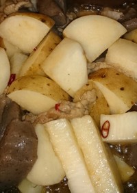 山芋と蒟蒻の甘辛炒め煮