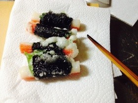 お弁当☆カニカマの海苔紫蘇巻き巻きの画像