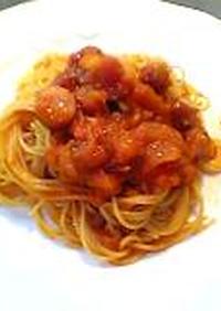 簡単すぐできるトマトソースのスパゲッティ