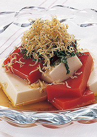 トマト寒天と豆腐のサラダ