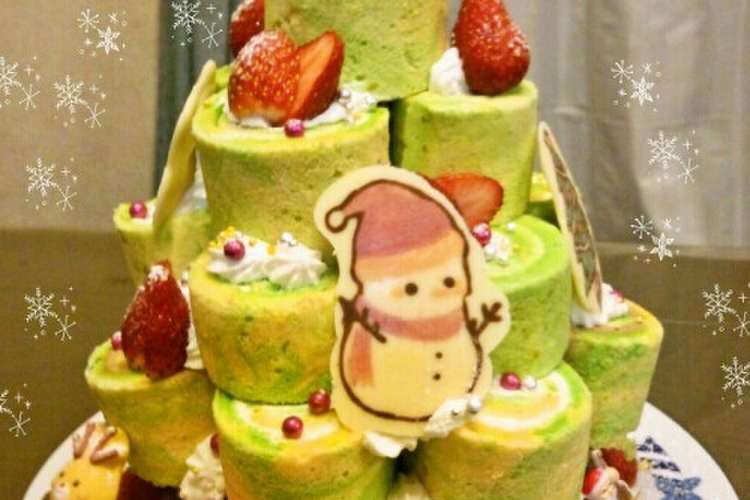 ロールケーキタワーでツリーケーキ レシピ 作り方 By Coffeetree クックパッド 簡単おいしいみんなのレシピが355万品