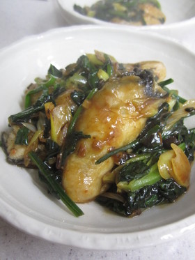 牡蠣とほうれん草の豆鼓炒め