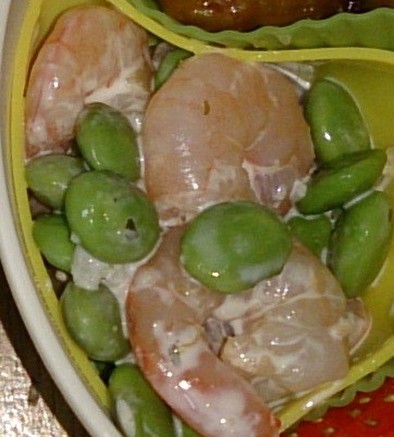 お弁当用☆冷凍えびと枝豆のタルソー和えの写真