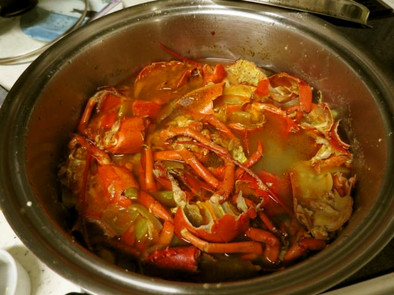 オマール海老の殻でとるスープの写真