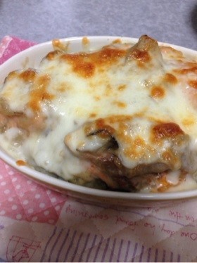 ほくほく*かぼちゃと鮭のグラタン*