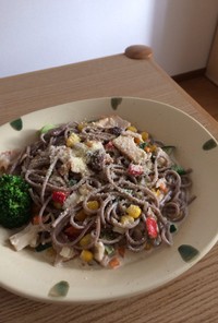 相性抜群！おそばでクリームパスタ