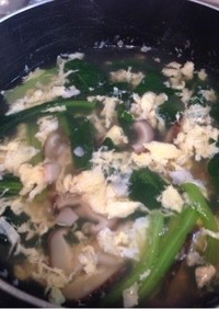 玉子、小松菜、椎茸のスープ