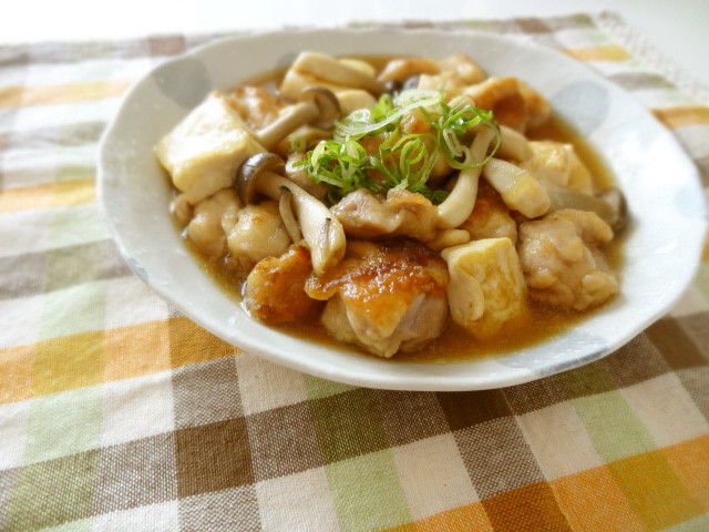鶏ももとお豆腐の生姜あんかけ煮