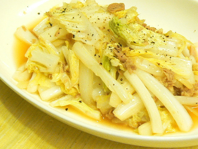 白菜とツナのガーリックポン酢炒めの画像