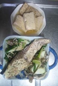 １１月２０日晩飯【煮豆腐とブリの塩焼き】