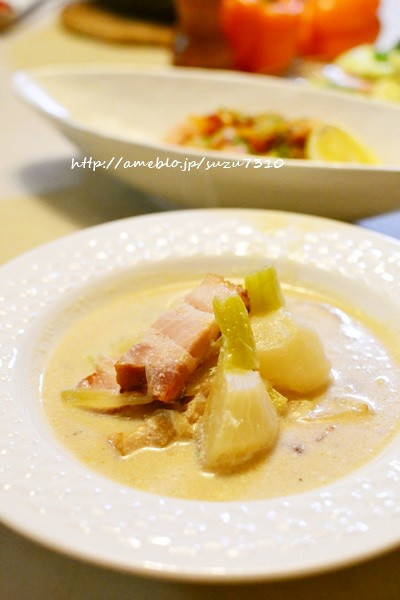 カリカリベーコンとかぶの豆乳スープの画像