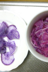 簡単☆菜食弁当彩りに♪紫大根の酢の物　