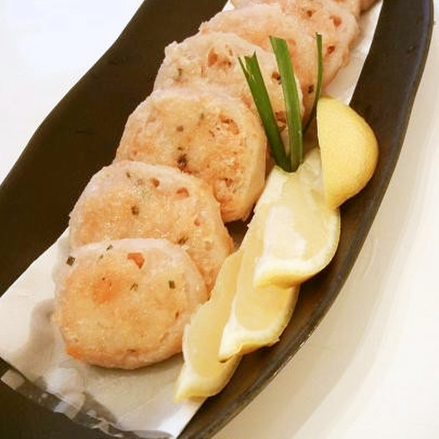 れんこんの海老はさみ焼き レシピ 作り方 By Kay クックパッド