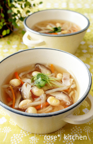 切干大根とお豆のヘルシースープの写真