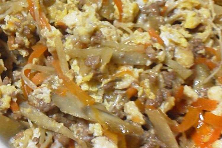 ごぼう にんじん ひき肉の卵とじ レシピ 作り方 By Earth Blue クックパッド 簡単おいしいみんなのレシピが356万品