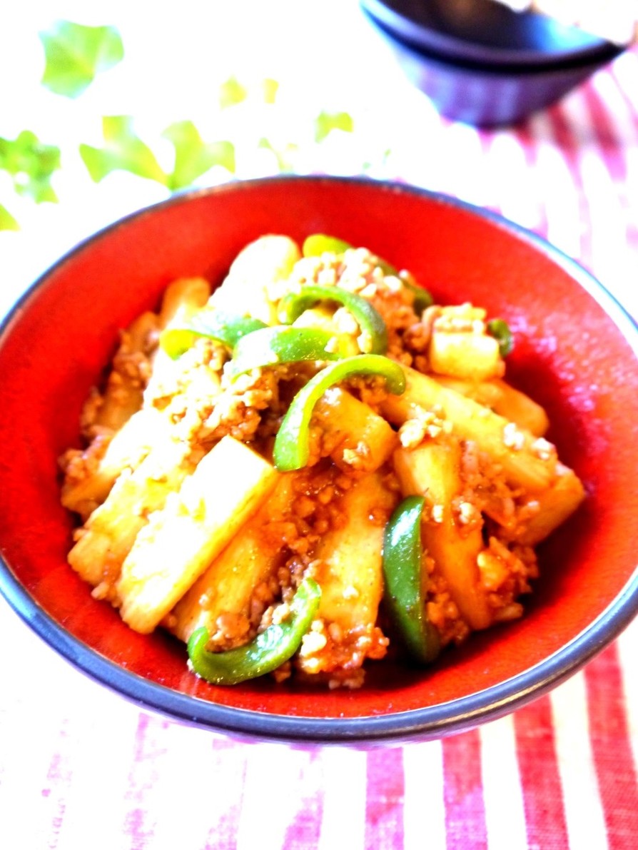 長芋と挽肉のカレー炒め♬の画像