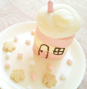 超簡単お菓子の家♪春のロールケーキハウス