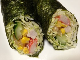 簡単♪ サラダの恵方巻きー1