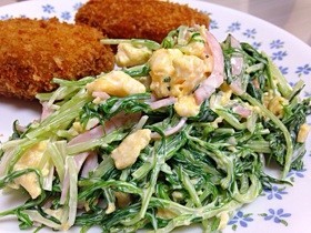 ❤︎水菜サラダ〜玉子入り❤︎