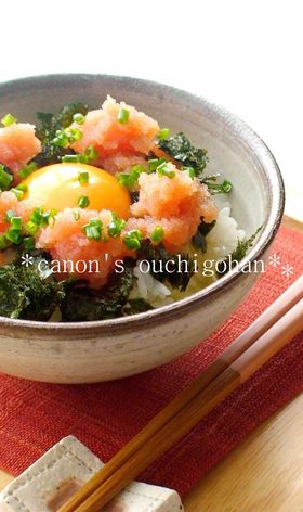 忘れられない明太子と卵の丼