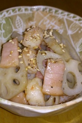 ☆蓮根ベーコン海老炒め☆