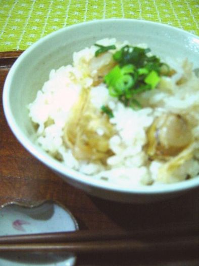 帆立と生姜の炊き込みご飯の写真