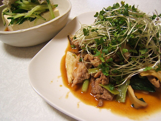 エリンギ、小松菜、豚肉の炒め物の画像