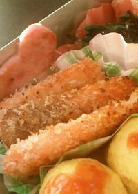 お弁当に☆残った刺身で簡単サーモンフライ