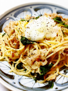 豚バラ×ほうれん草のみぞれスパゆず風味