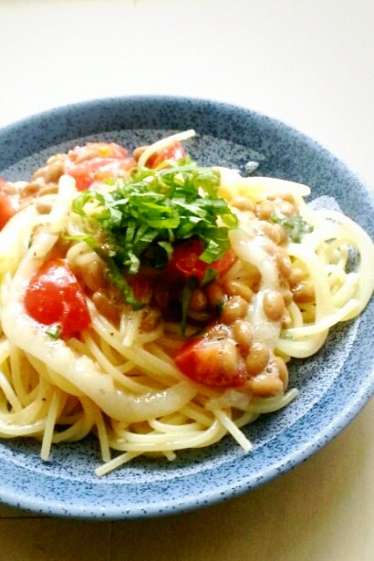 簡単！イカ納豆とトマトの和風パスタ☆の画像