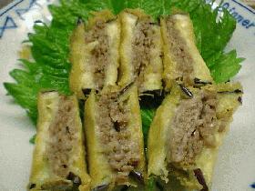簡単★ヘルシー なすのひき肉はさみ揚げ