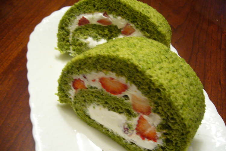 抹茶とイチゴのロールケーキ レシピ 作り方 By ハチ子 クックパッド