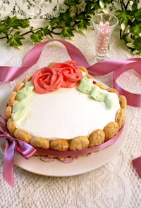 バレンタイン♥ハートシャルロット風ケーキ