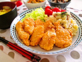 胸肉で安い美味い!甘酢チキンお弁当にも♡
