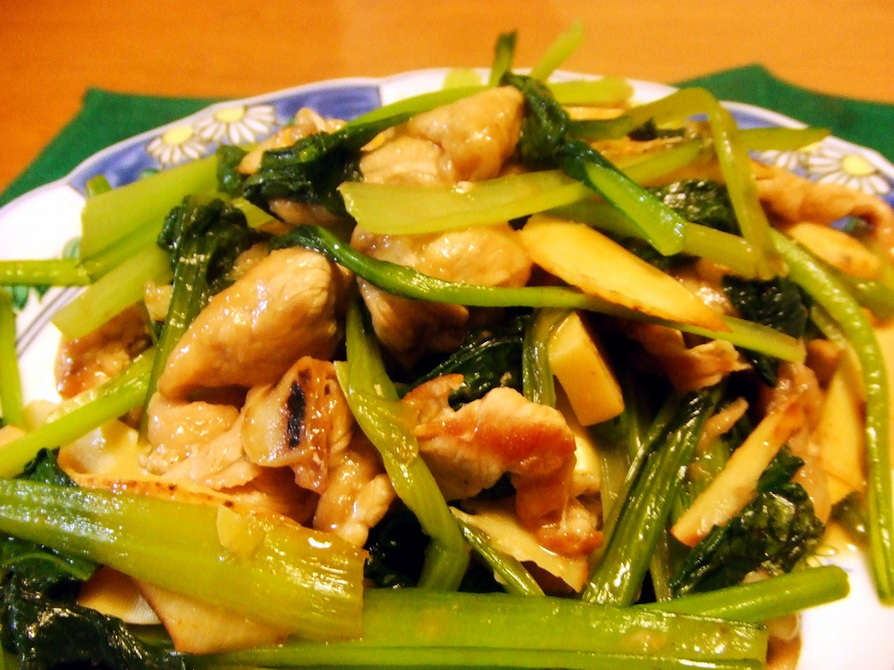 小松菜と豚肉の中華炒めの画像