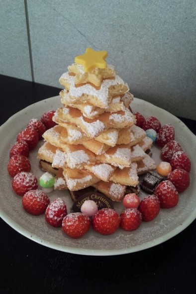 クリスマス パンケーキツリーケーキの写真