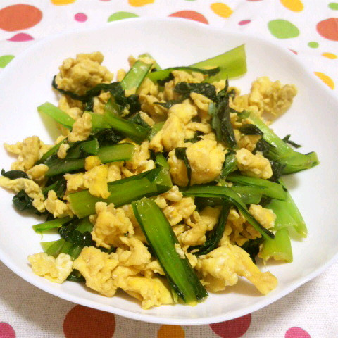小松菜と卵で炒めものの画像