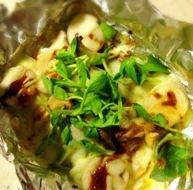 白葱とエリンギのチーズ焼。味噌ソースの画像