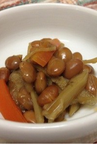 節分豆で大豆と根菜の生姜煮