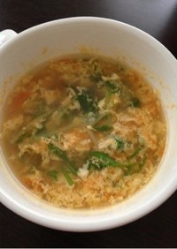 簡単！彩り水菜とにんじんのたまごスープ
