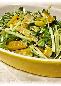 水菜と貝割れ菜のマヨぽんサラダ