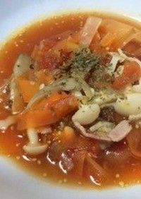生姜ときのこたっぷりトマトスープ