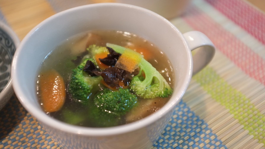 ブロッコリーとキクラゲの中華スープの画像