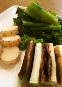 のらぼう菜と長ネギの温野菜サラダ