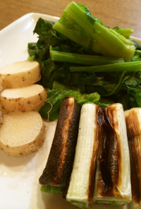 のらぼう菜と長ネギの温野菜サラダ
