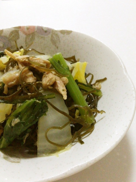 白菜＆春菊とツナのめんつゆ煮の画像