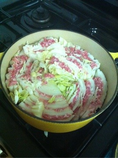 あっさり白菜と豚ひき肉の重ねスープの写真