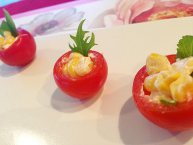 簡単♪お弁当にプチトマトの彩りサラダの写真