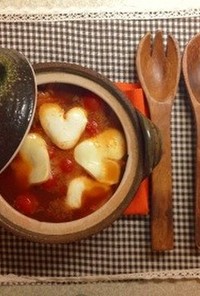 ハートのトマトキムチスープ