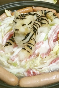 豚バラ白菜と大根おろしアート鍋